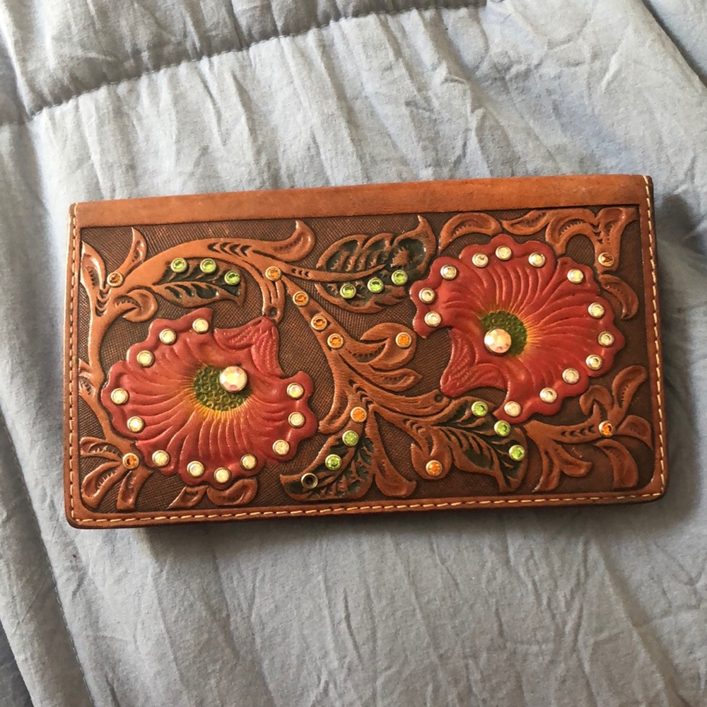 Cute rhinestone bohemian leather wallet
